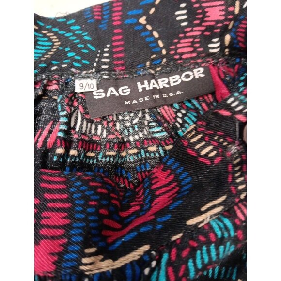 Vtg Sag Harbor Women's 9/10 Midi Skirt Bold Boho Floral Partial Wrap Rayon - Picture 5 of 7